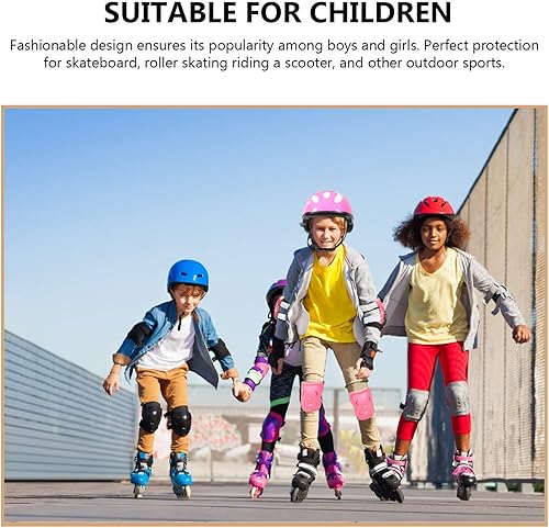 Miniatura 2 de Totority Niños Casco Rodillera Codera 7pcs Niños Patinaje Casco Skateboard Rodilla Rodilla Manguito Coderas Protectores Rosa