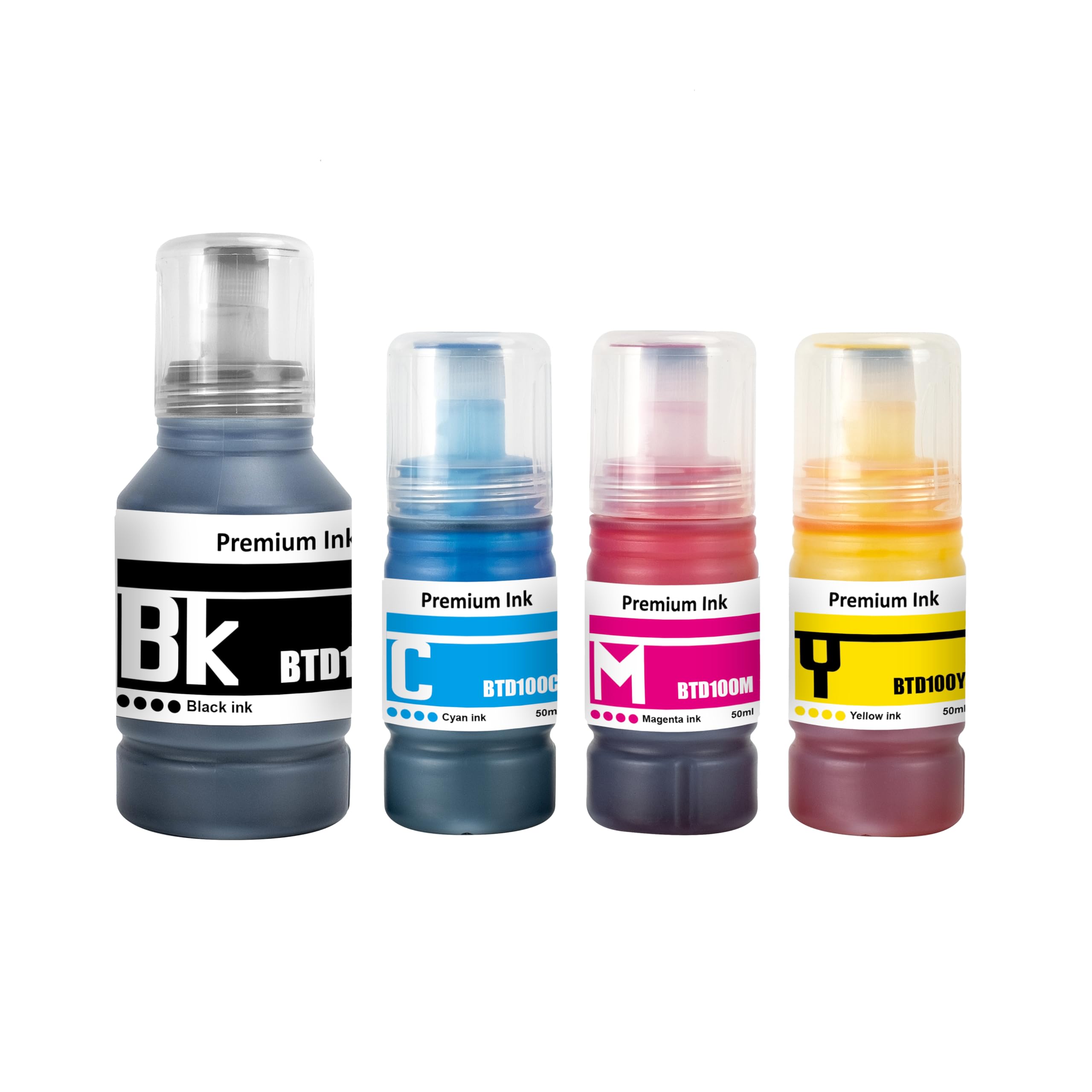 NexNova BTD100 Compatible Ink Refill Bottles for Brother DCP-T230, DCP-T430W, DCP-T436W Printers, 4-Pack, Black 108 ml and Cyan, Magenta, Yellow 50 ml Each