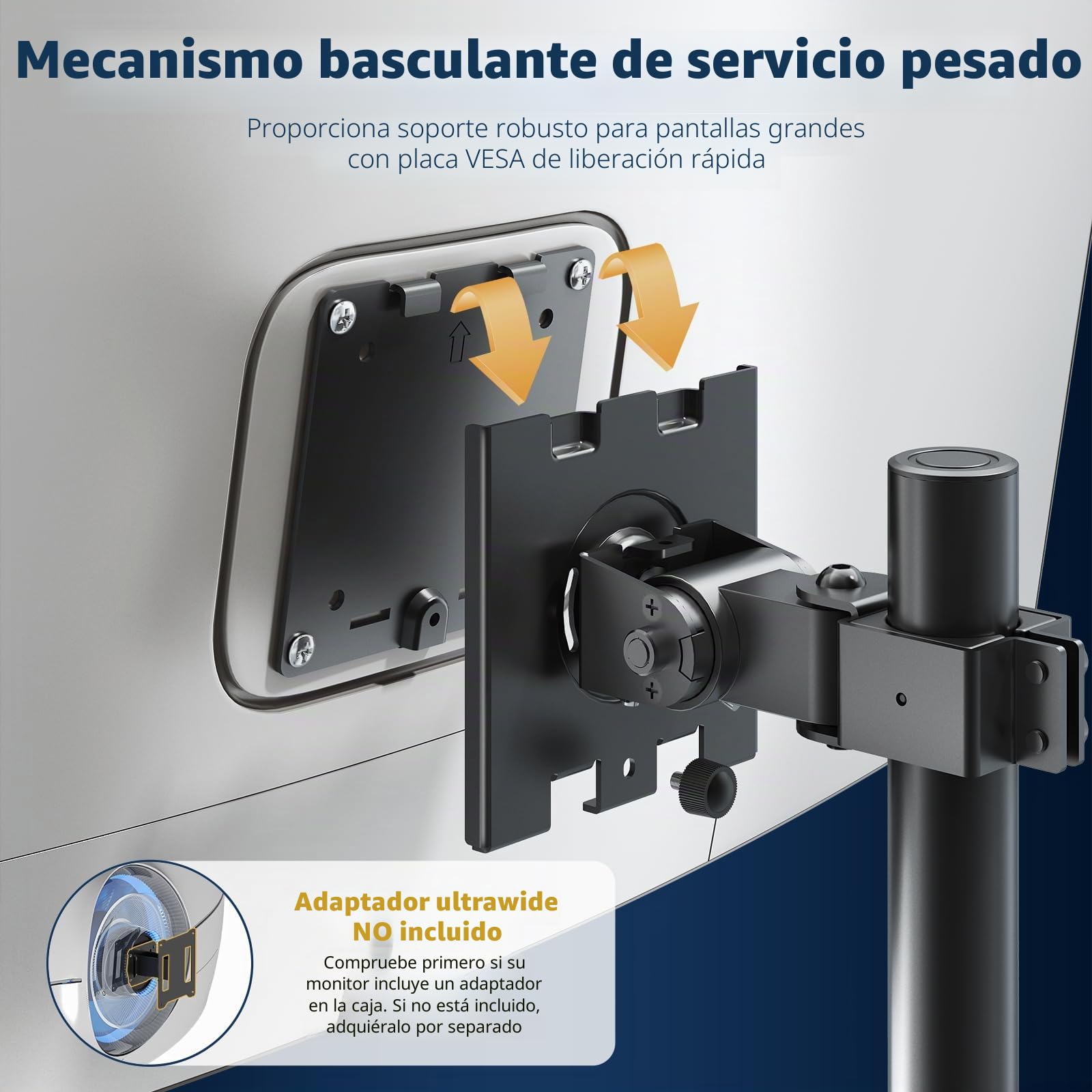 Soporte para Monitor de 1 Monitor 17-49 Pulgadas - Soporte Vertical Ajustable en Altura con 20 kg, inclinable Giratorio rotable, VESA 75/100 mm, Negro
