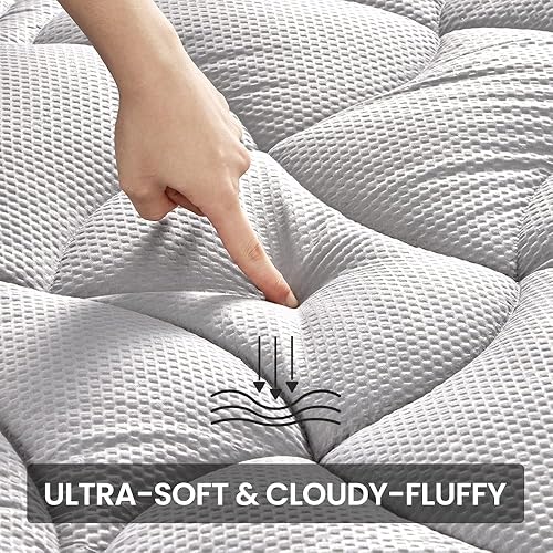 Miniatura 10 de SLEEP ZONE Cubrecolchón refrescante de tamaño matrimonial para cama doble, funda de colchón fresca con zona de primera calidad, protector de colchón