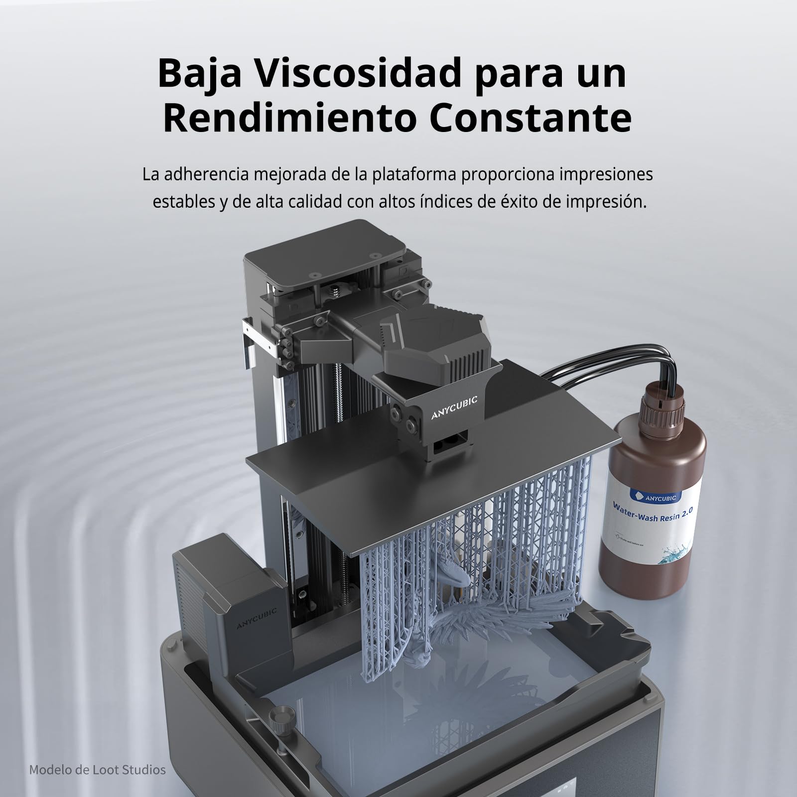 ANYCUBIC Water-Wash Resin 2.0, Resina para Impresoras 3D, Resina 3D de Alta Precisión de 405nm, Resina de Baja Contracción para Impresoras 3D de Resina DLP con Capacidad 4K/8K/12K LCD (Gris, 2000g)
