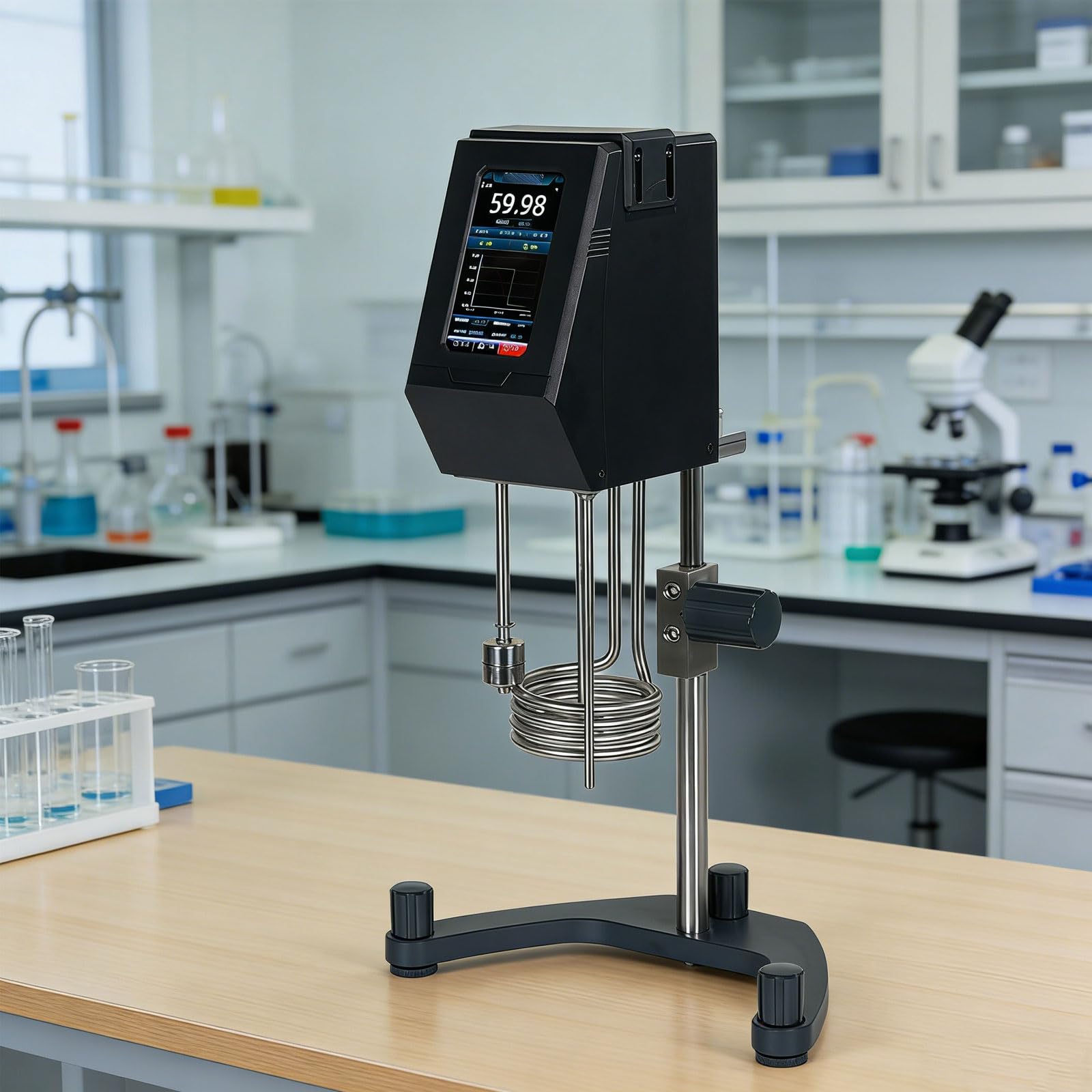 Mieszadło elektryczne – mikser laboratoryjny 1250 W z ekranem dotykowym LCD, regulowana prędkość 260 ~ 2300 obr./min, skok podnoszenia 185 mm, timer 0 ~ 30000 min do żywności, farb, chemikaliów