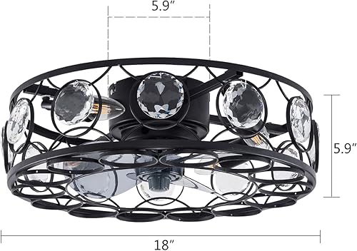 Miniatura 9 de Ventiladores de techo, 18 pulgadas (17.7 in) de metal retro con luces, ventilador de techo inteligente, control remoto, viento de 3 engranajes, 4