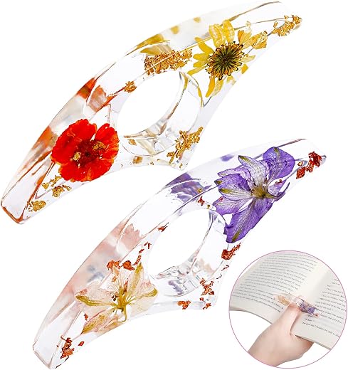 2 Pieces Dried Handmade Flower Resin Book Page Holder Transparent