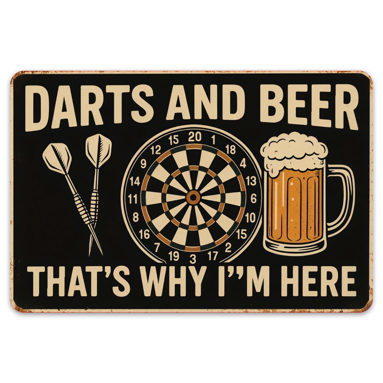 Darts Bar Sign, Metal Signs for Home Bar, Darts Decor for Bedroom, Club, Man Cave, Gift for Beer Lovers