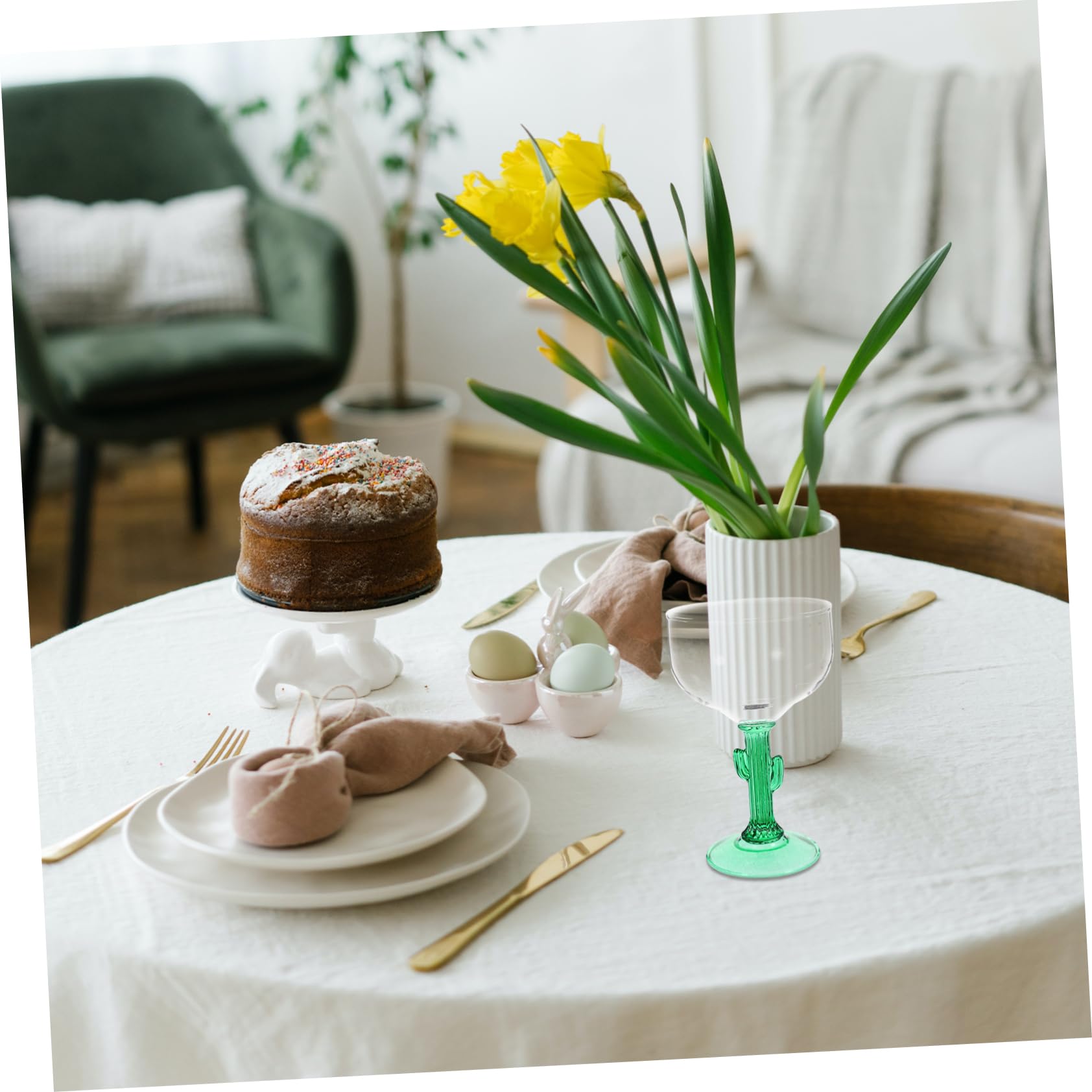 MOLUCKFU Margarita Glasses Cactus Design Cups Tropical Drinking Cups for Parties Creative Goblet (set of 6)