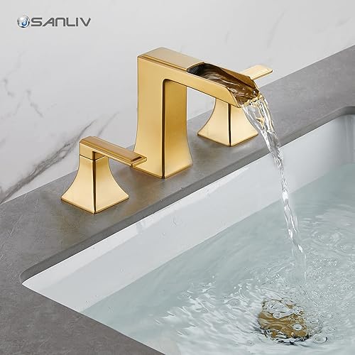 Miniatura 19 de Grifo de baño negro de 3 agujeros, grifos de cascada para fregaderos de baño de 4 a 16 pulgadas, grifo de tocador de dos manijas con drenaje Mate