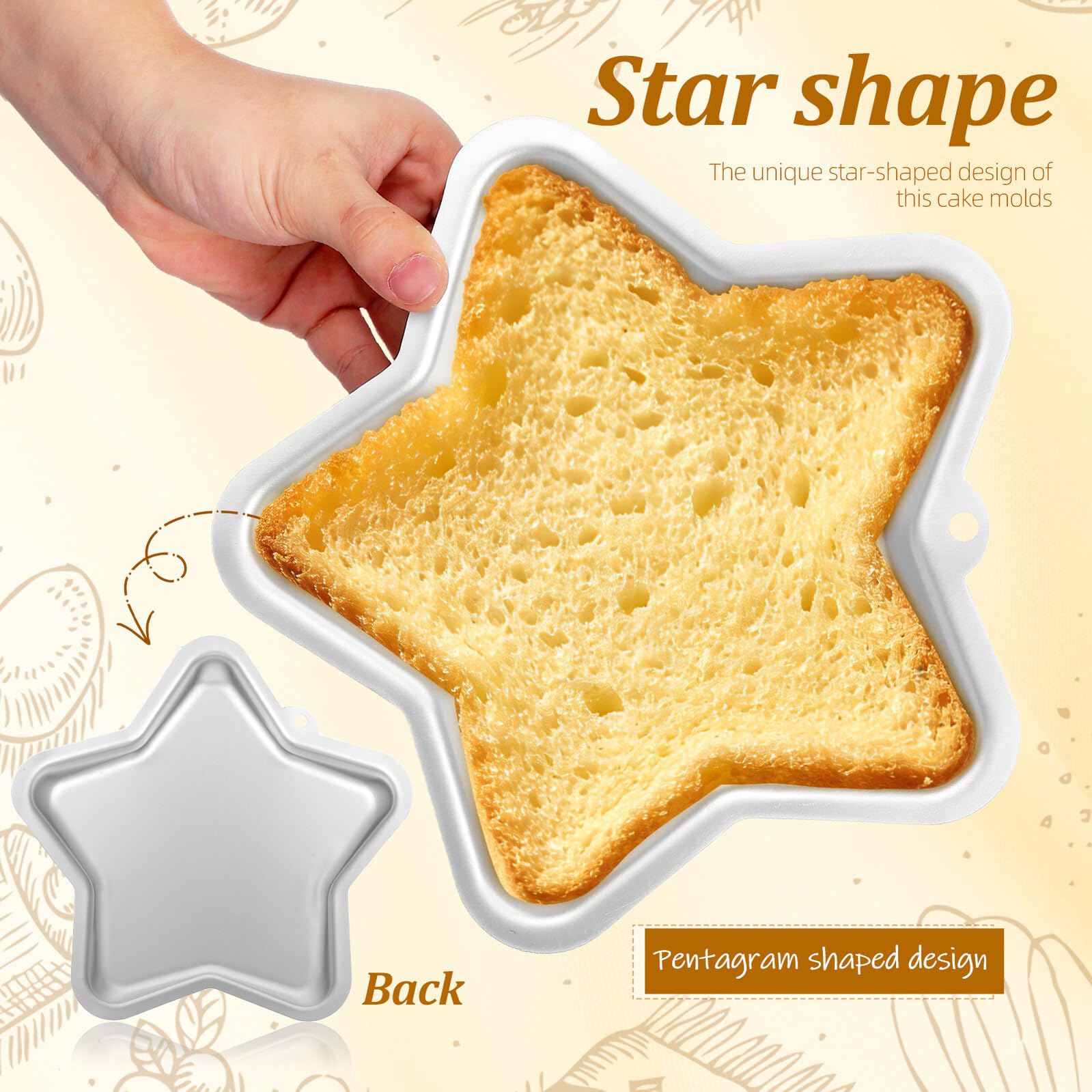 SOLUSTRE Teglia per Dolci a Forma di Stella in Alluminio Resistente 24X23 CM Stampo Antiaderente per Matrimoni e Celebrazioni Utensile da Forno Duraturo