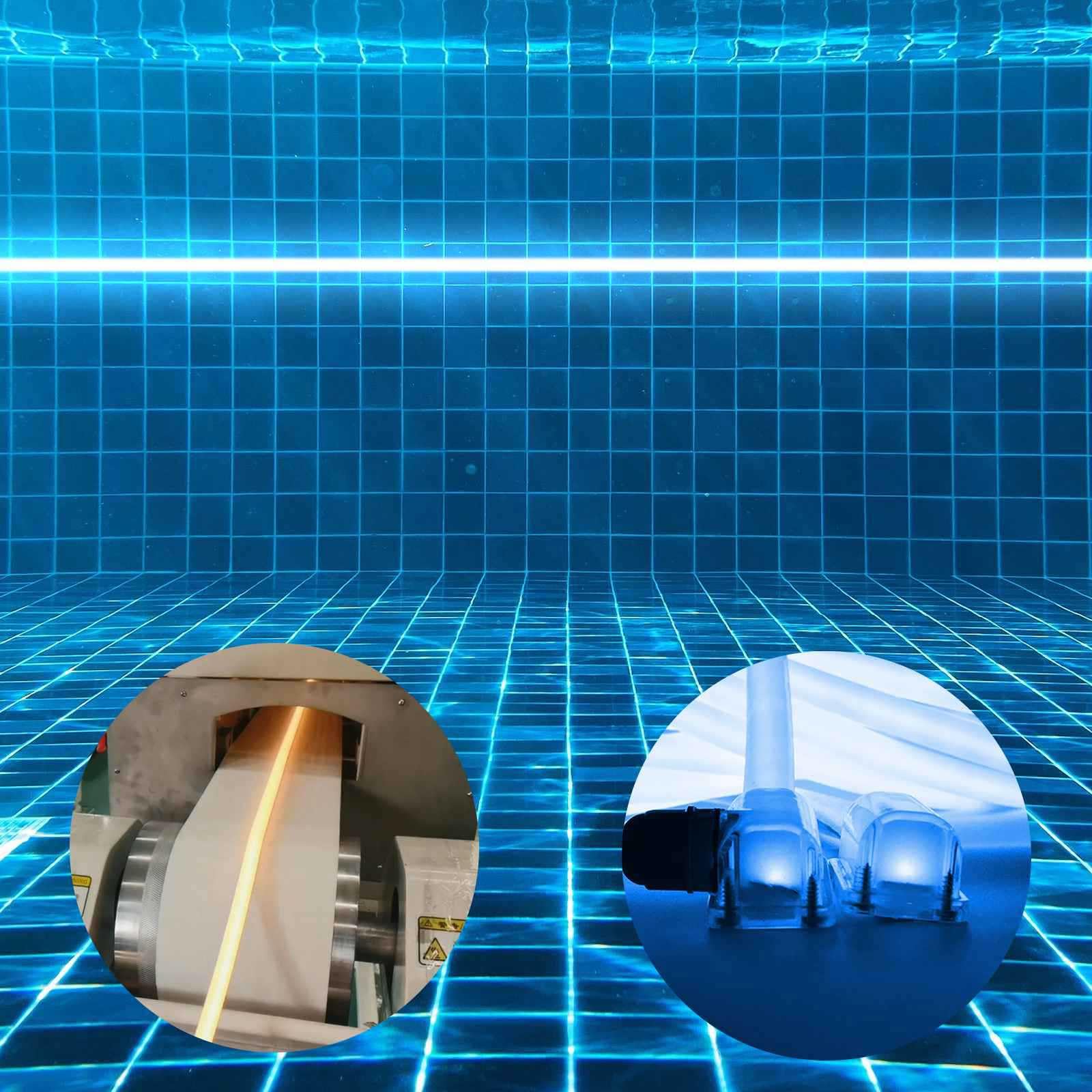 Pool Lichter Naturweiß 20m/65.6ft,IP68 100W,Cuttable LED Lichter Farbe,24V/DC Unterwasser Lichter für Inground Pool Teich(Power Cord Straight Out)