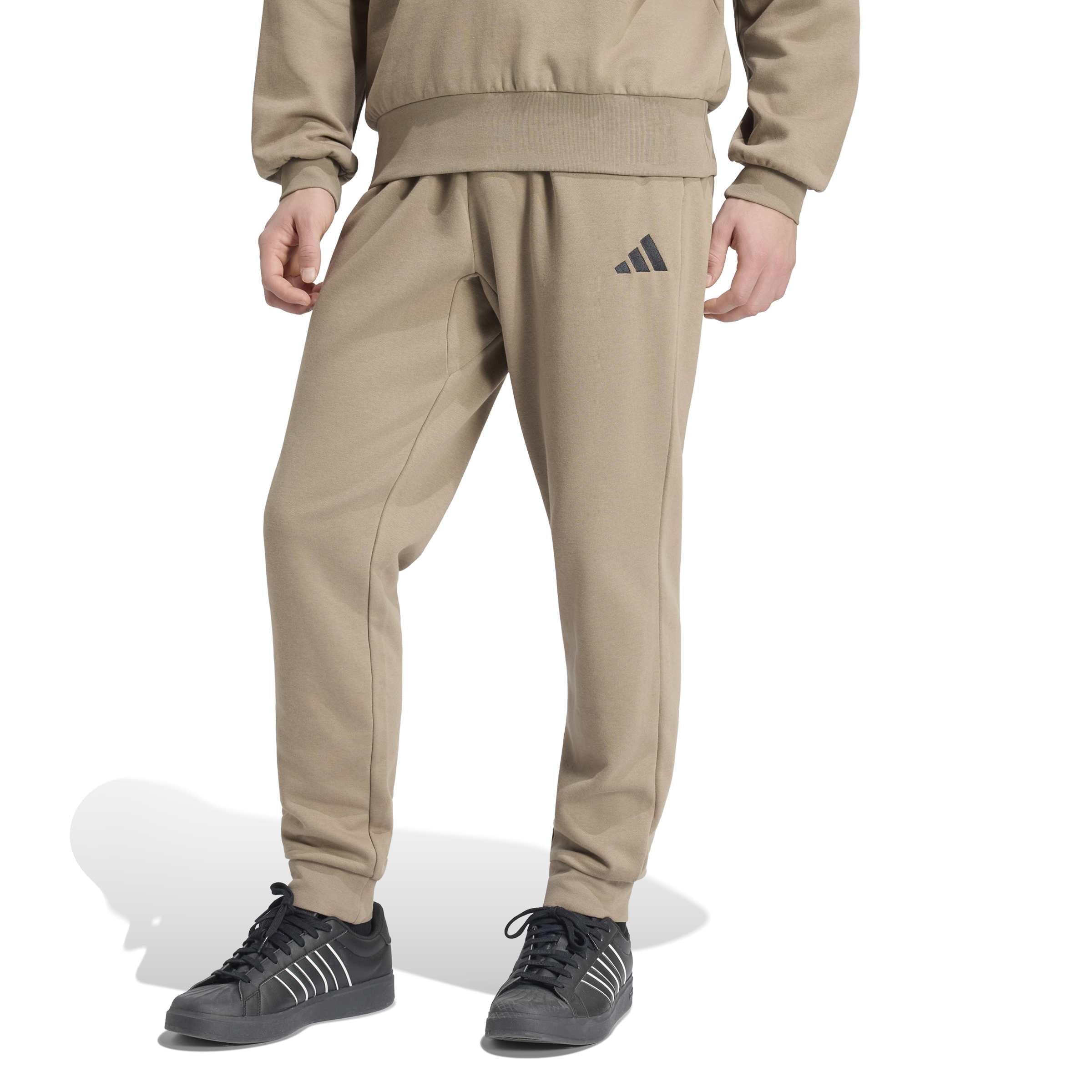 adidas Hombre Essentials Feelcozy Fleece Pants, Khaki Six/Black, S