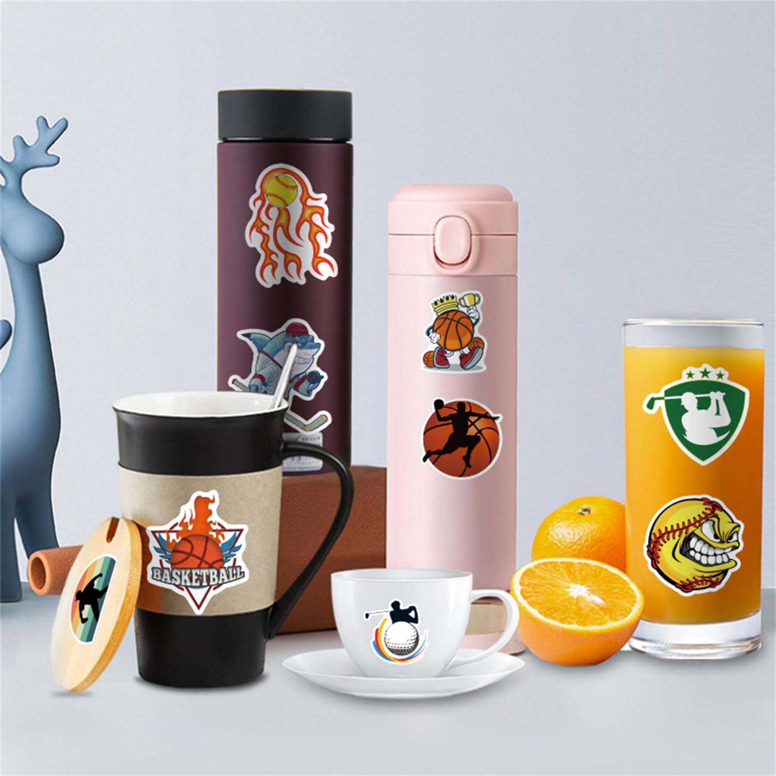 100PCS Ball Stickers, Vinyl Sports Stickers Soccer Baseball Softball Tennis Lacrosse Water Bottle Sticker Pack, Ball Sports Gifts for Sport Lovers, Softball Party Favors, Soccer Decorations (mix100)