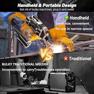 Handheld Welder Machine, 110V Portable Welding Machine with IGBT Inverter 6 Variable Current Adjustment 20-120Amp Output Portable ARC Welder Gun for 1/16-1/8 All Size