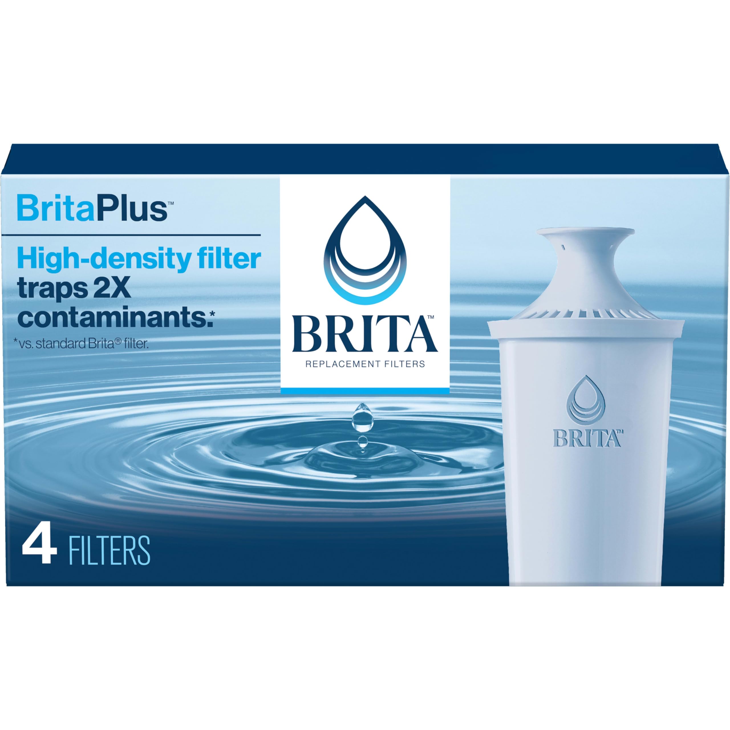Close-up of the Brita Plus filter cartridge showing its dense filtration material.