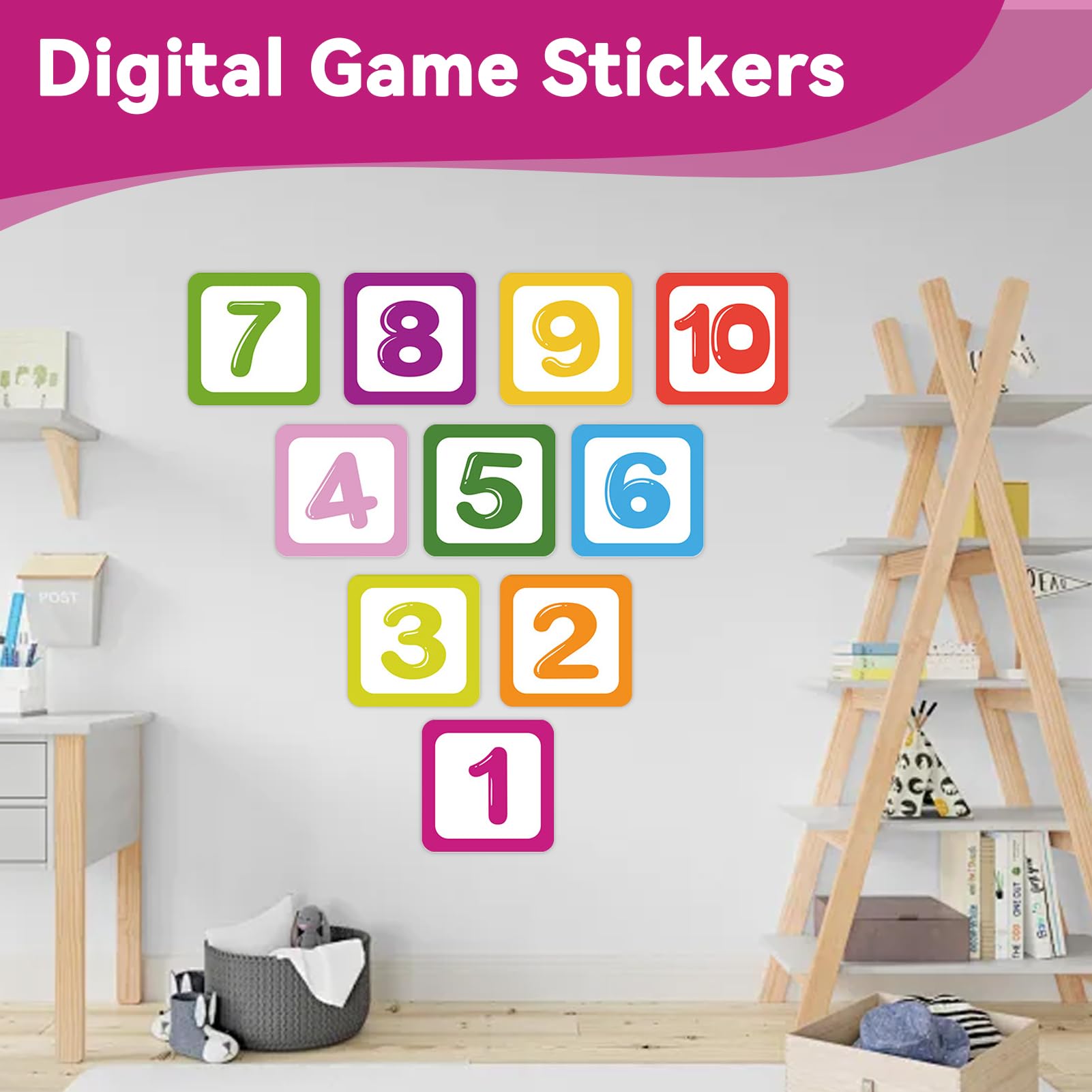10 Numeri Adesivi per Pavimenti Gioco Della Campana, Adesivi Murali per Giochi di Campana Fai-da-Te Decalcomanie per Decorazioni per Carta da Parati Colorate per la Cameretta dei Bambini in Aula