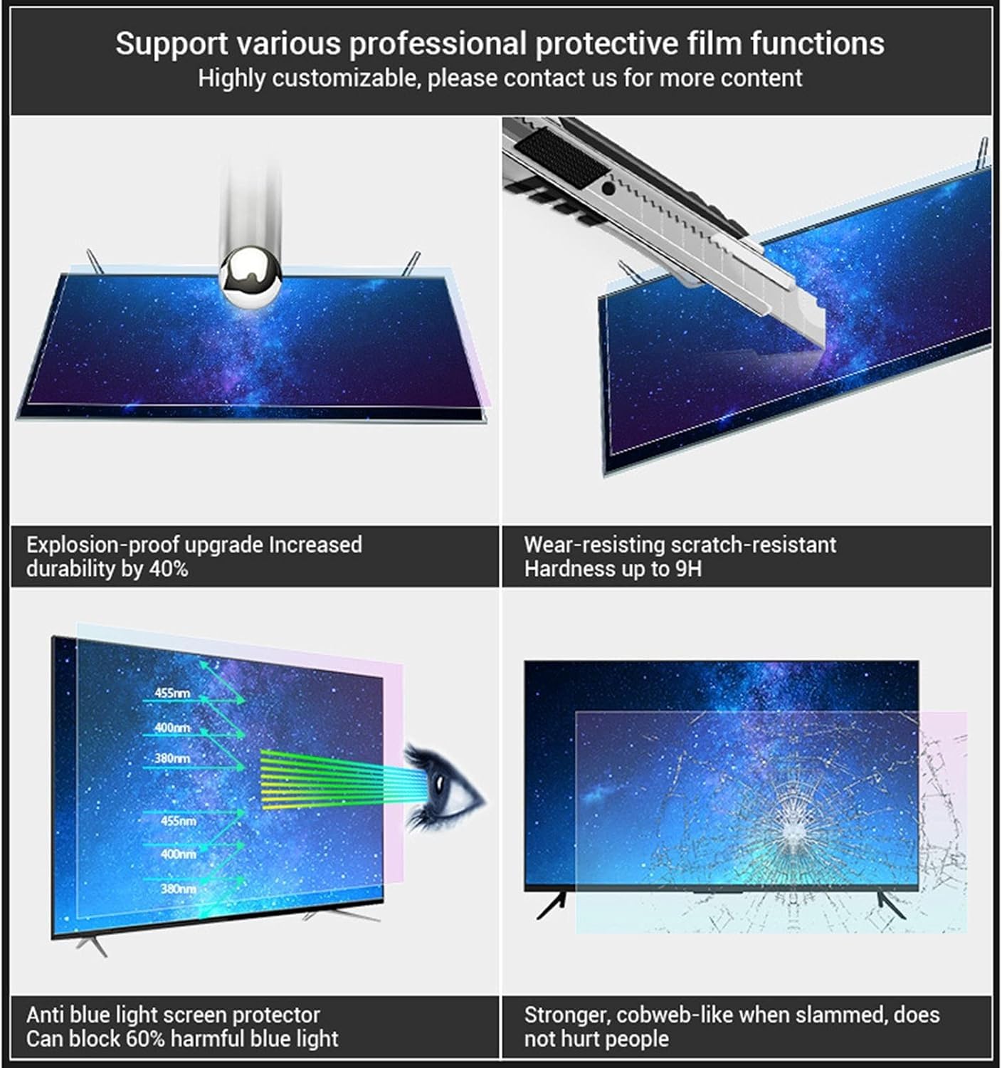 Osłona ekranu TV Guard, Folia ochronna na ekran telewizora LCD LED 4K OLED QLED HDTV i zakrzywione wyświetlacze o przekątnej 32–75 cali(58)