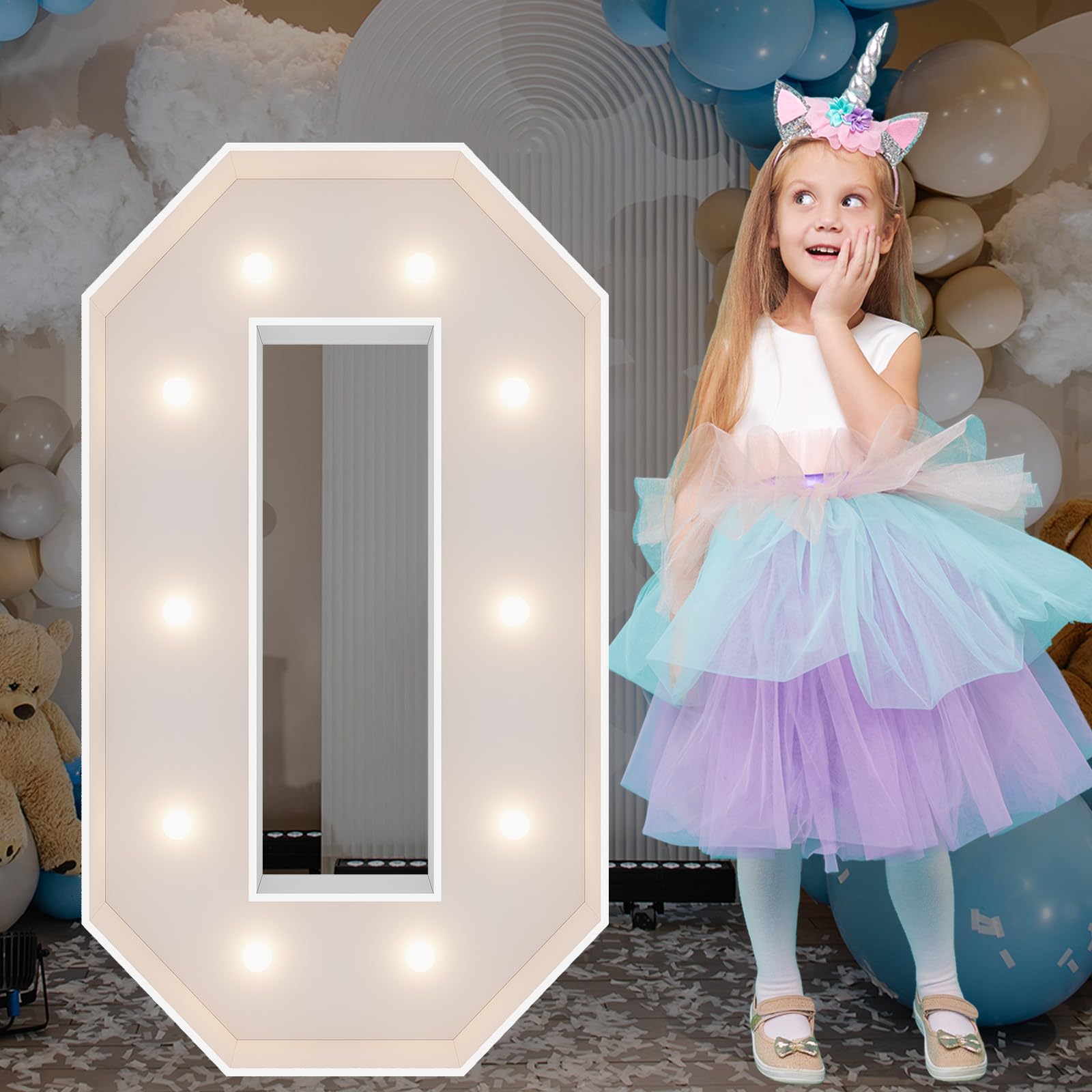 3FT Marquee Light Up Numbers, Giant Marquee Numbers, Pre-cut DIY Foam Board Number 0 for 30th 40th 50th Birthday Decorations,60th 70th Anniversary Party Decor