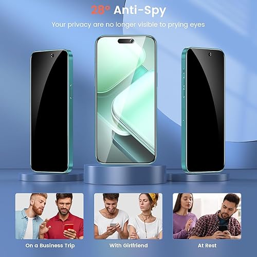 Miniatura 51 de Fotbor Protector de pantalla de privacidad para iPhone 12 Pro Max, protector de pantalla de privacidad para iPhone 12 Pro Max [2 antiespías] Negro
