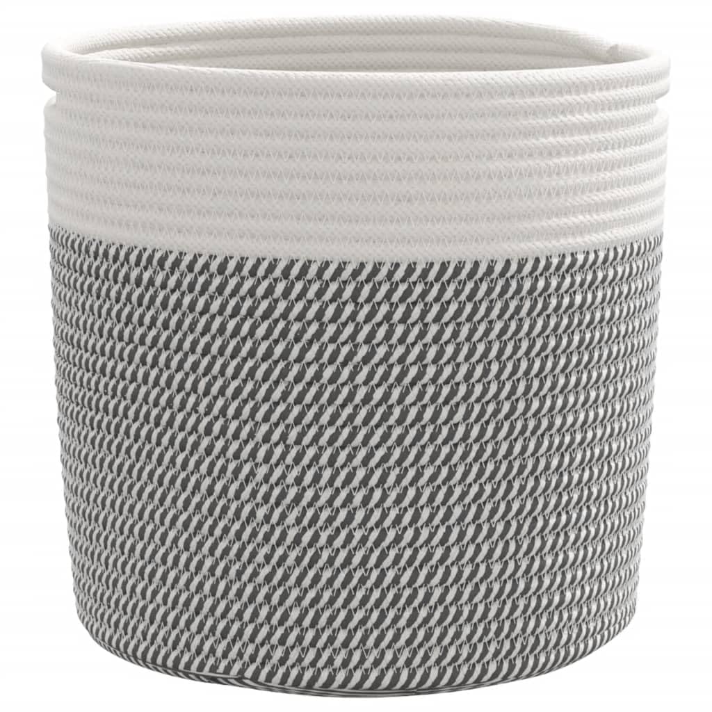 Aufbewahrungskörbe 2 Stk. Grau und Weiß Ø28x28 cm Baumwolle, Stoffkorb, Deko, Organizer, Ordnung für Wohnzimmer, Schlafzimmer, Bad, Regal, Schrank, Spielzeug, Wäsche