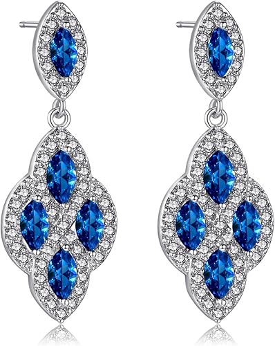 VONSSY Drop Dangle Zircon Earrings Boho Chandelier Rhinestone Crystal Gemstone P