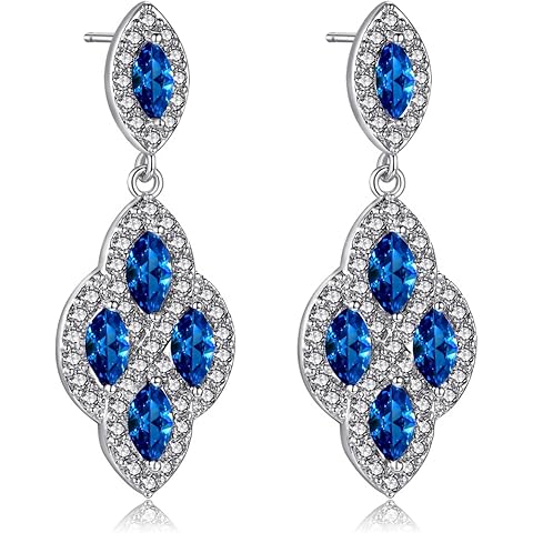 VONSSY Drop Dangle Zircon Earrings Boho Chandelier Rhinestone Crystal Gemstone Platinum Gold Plated Silver Post Jewelry Gift for Woman Girlfriend Mom Wife