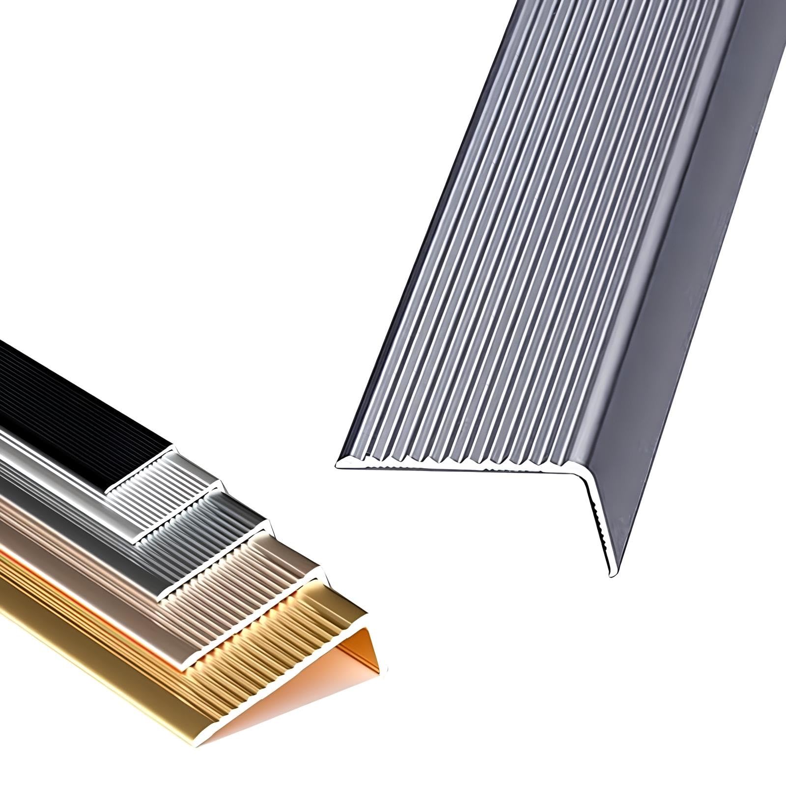 100cm Metal Self-Adhesive Stair Nosing,L-shaped Anti Slip Steps Protector For Outdoor & Indoor, Aluminum Stair Nose Molding Edge Trim(Gray,2x3x100cm)