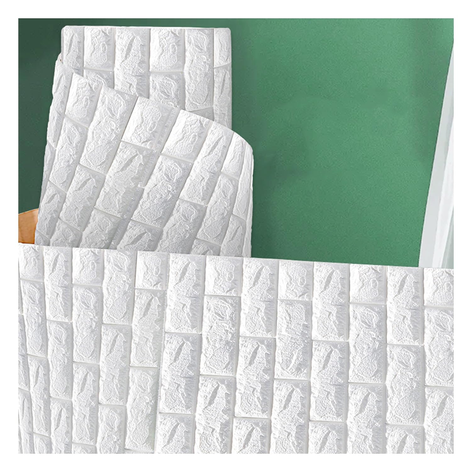 Panneaux muraux 3D papier peint texturé blanc épais et auto-adhésif