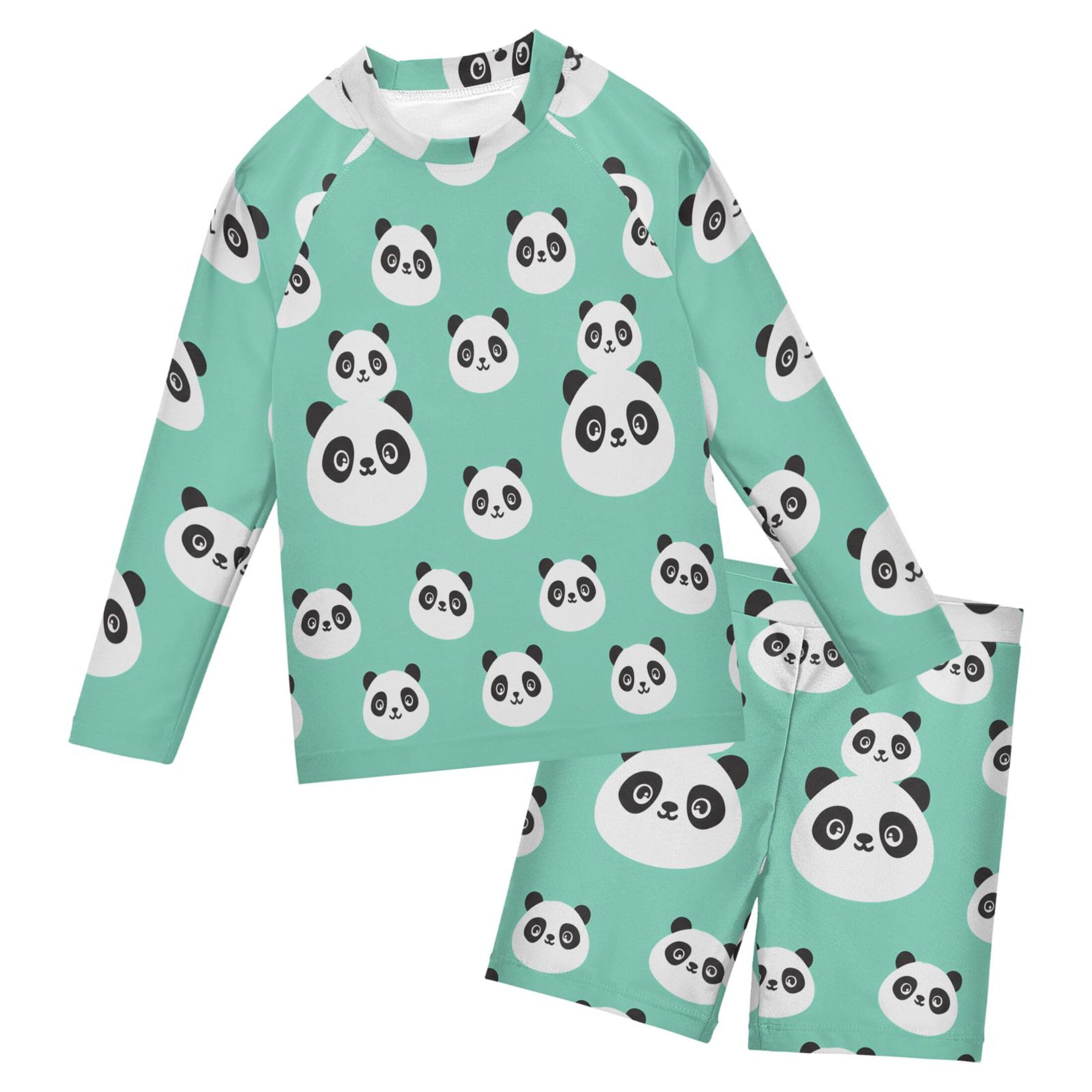 Cute Panda Baby Boys' Toddler Long Sleeved Rashguard Swim Bathing Suit Set B0404194