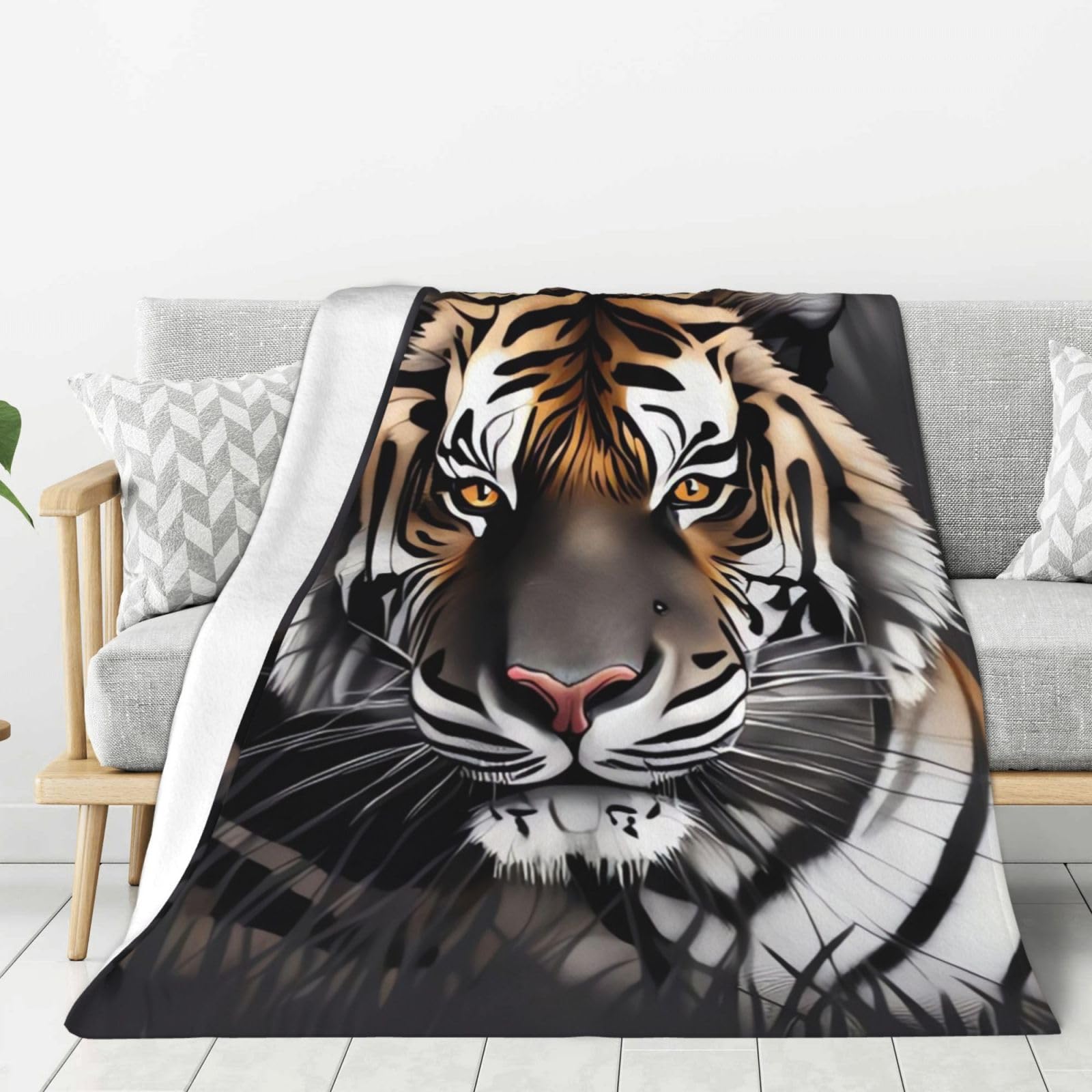 Tiger at Rest Throw Blanket Plush Flannel Fleece Blanket, Soft Lightweight Cozy Blankets 40"X30" for Bed Couch Sofa Travel