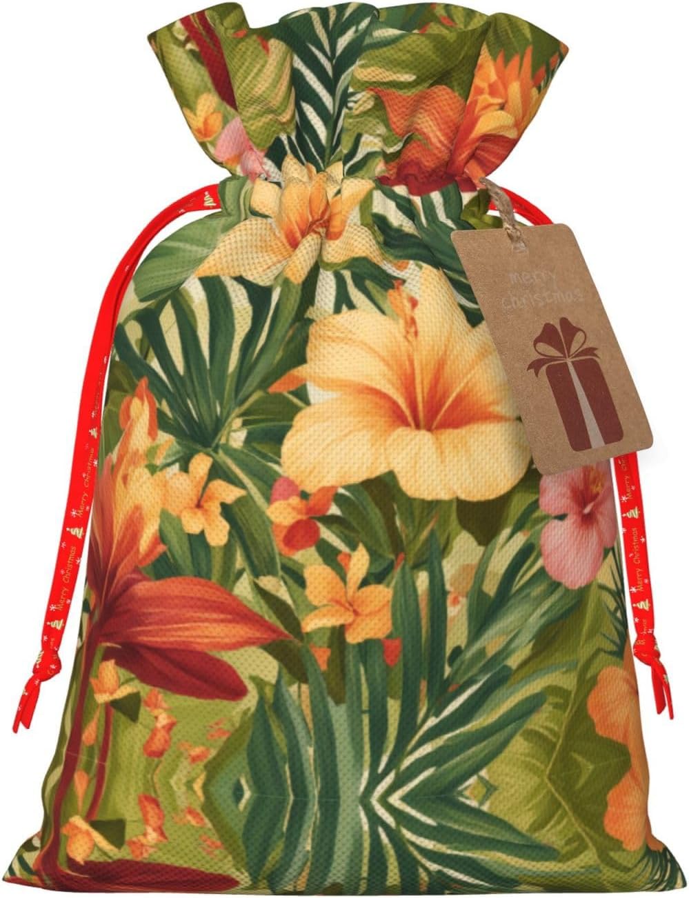 KOPUUYRD Beauty Flowers Print Charming Gift Bag,Cloth Bags With Drawstrings,For Festive Occasions Everyday Use