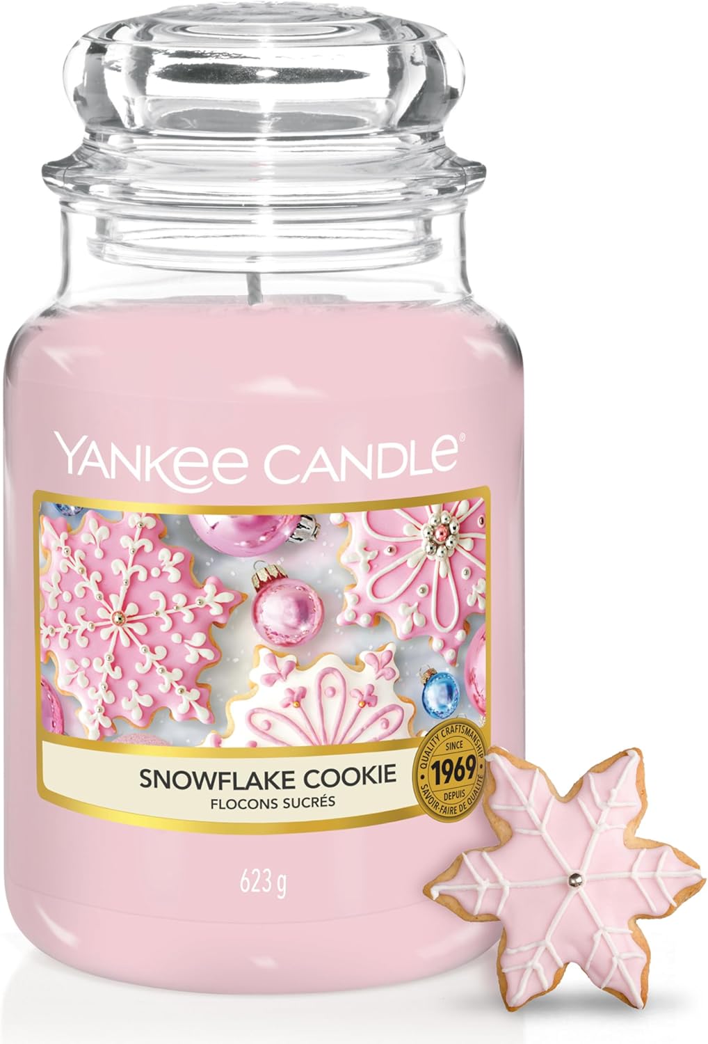 YANKEE CANDLE Snowflake Cookie Large Jar Candle, Pink