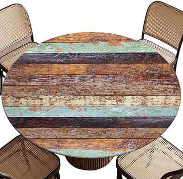 Picnic Table Cover for 24.2"-28.1" Round Folding Table Vintage Aged Wooden Texture Stretch Tablecloth for Camping, Dining, Indoor and Outdoor Style18