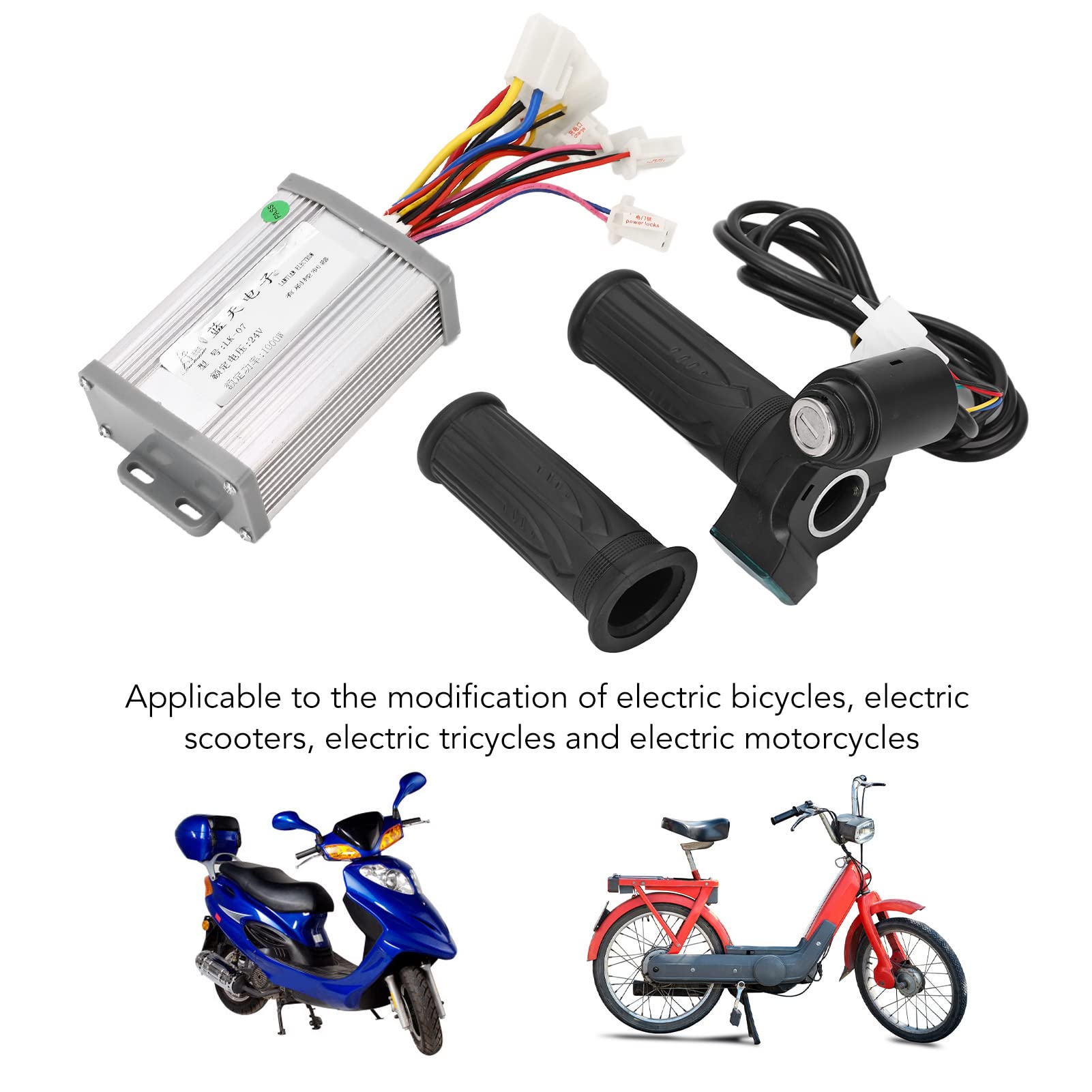 Emoshayoga Electric Bike Brushed Motor Controller, Heat Dissipation Stable 24V 1000W Conversion Kit Bicycle Modified Controller Kit Aluminum Alloy for Electric Tricycles