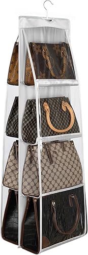 Lirex Organizador de bolso colgante de satén con 8 bolsillos para armario, almacenamiento plegable desmontable para armario familiar, dormitorio,