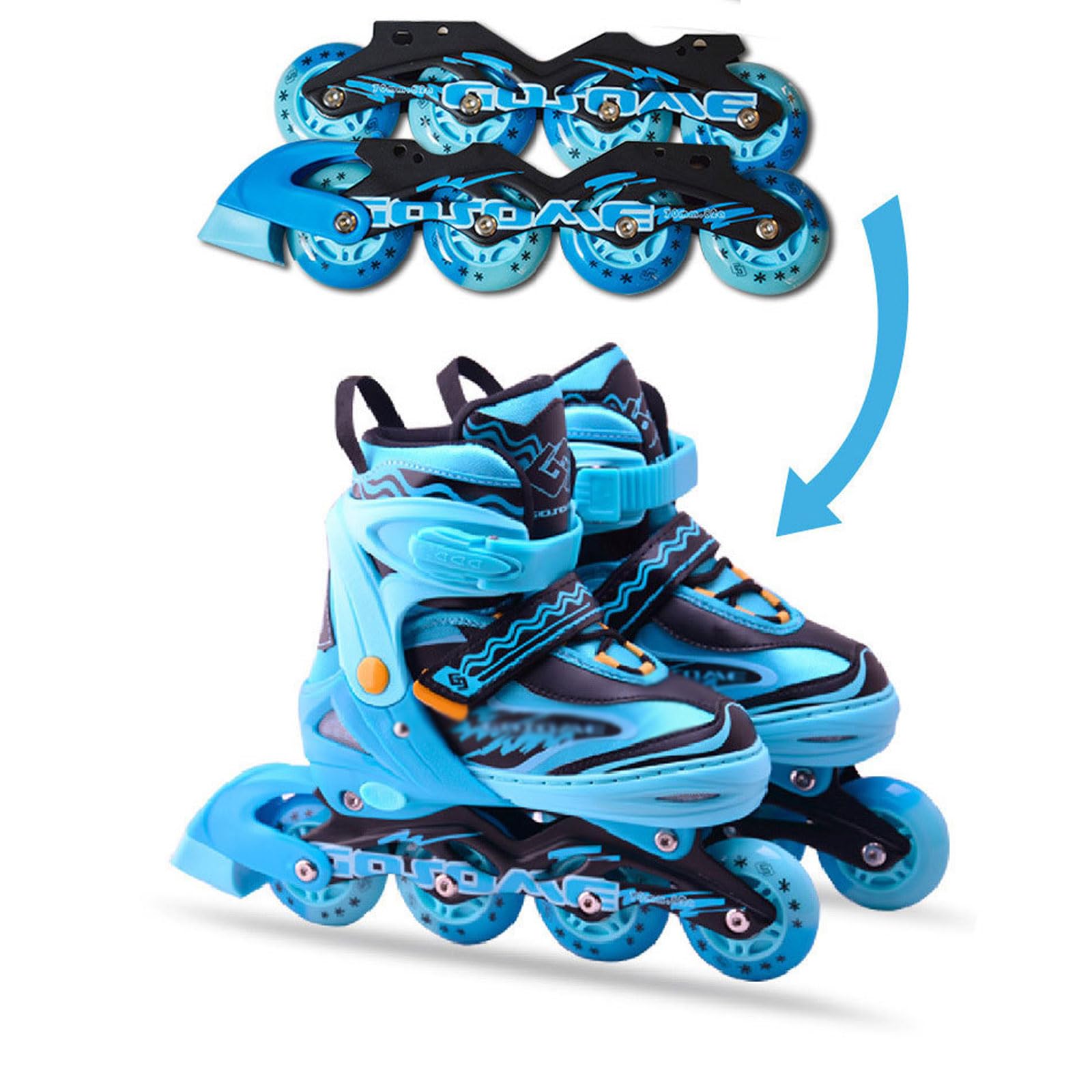 Patins de patinage réglables,Patins à Glace pour jeunes,Maintien Solide et Confort,pour Un Maintien Sûr,4 tailles réglables,Roller en Ligne avec Patins à Glace,pour débutants et avancés jusqu
