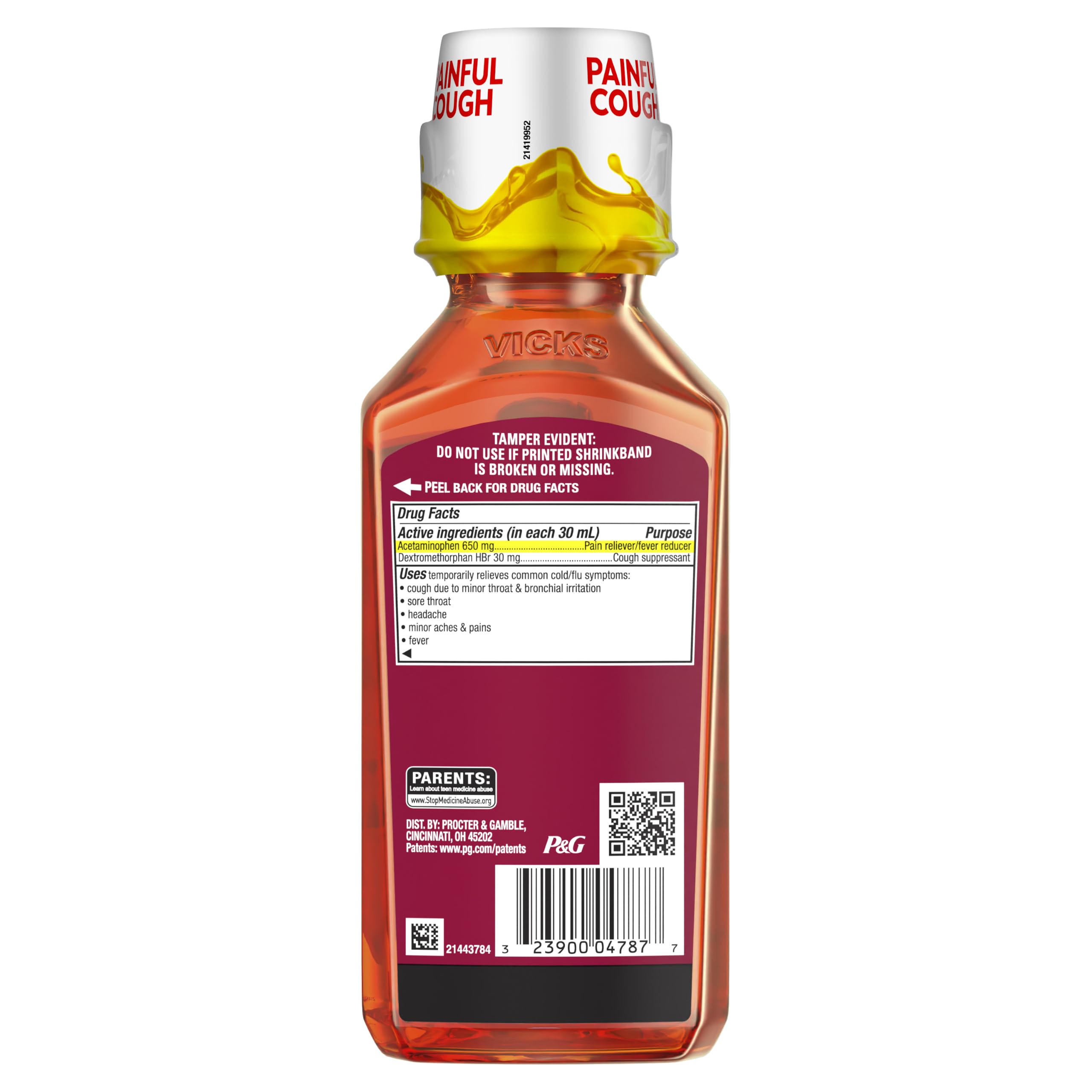 Vicks Formula 44 DM Painful Cough + Sore Throat Liquid, Day or Night, Cough Syrup, Powerful Painful Cough and Sore Throat Relief, Honey Flavored, Adult Cough Medicine, 12 FL OZ — Amazon image 12