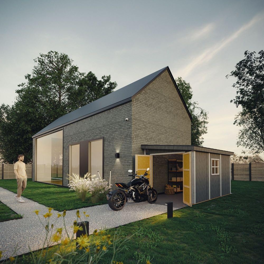 Casa de jardín de Primera Calidad 8,68 m² - H231x248x412 cm - Construcción de Paneles LP Smartside - Sin Suelo ni Pared Lateral - Timbela M939B