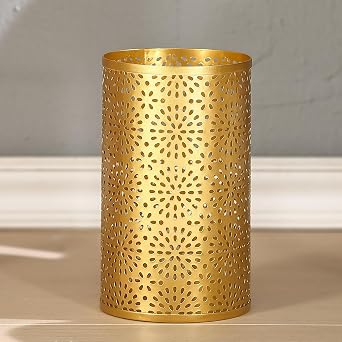 Gold Trash Can, Gold Trash Can for Bathroom, Metal Garbage Can for Offices, 7" W X 7" L X 12" H