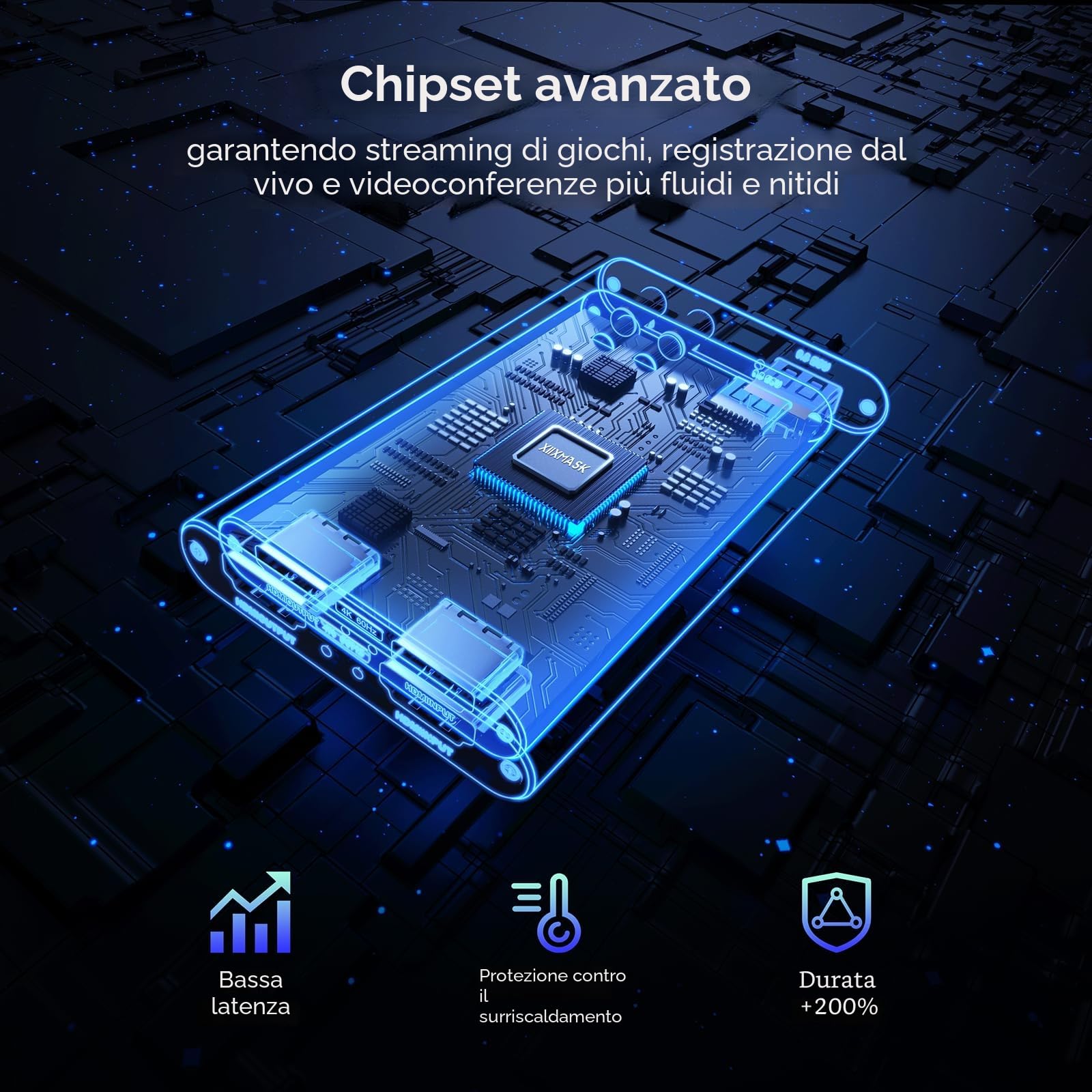 XIIXMASK Scheda di acquisizione video, Scheda di acquisizione USB 3.0 4K HDMI Loop-Out, acquisizione video 1080P 60FPS/2K 30FPS per lo funziona per PS5/Switch/fotocamera/PC/OBS(nero)