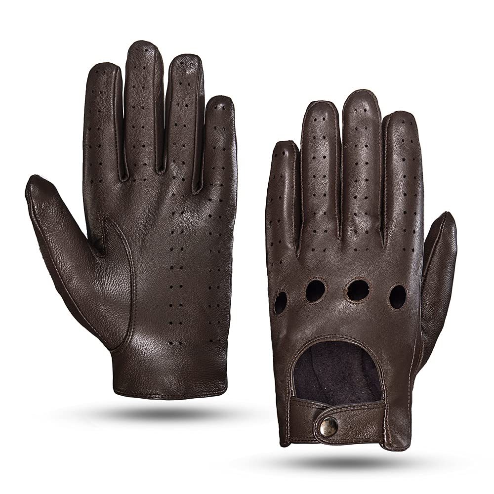 MGGMOKAY Guanti da guida in pelle touchscreen da uomo sfoderati