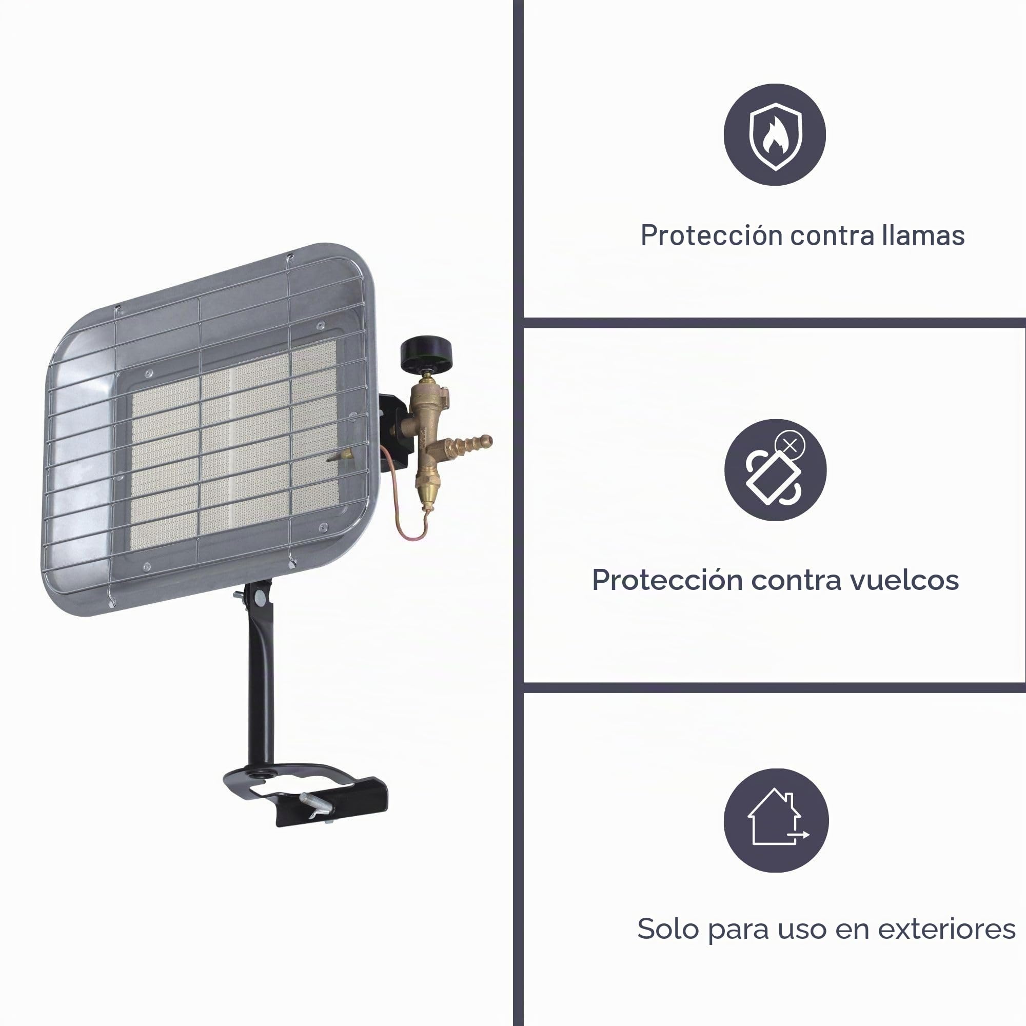 Perel Calentador de terraza sobre gas, butano o propano, 4500 W