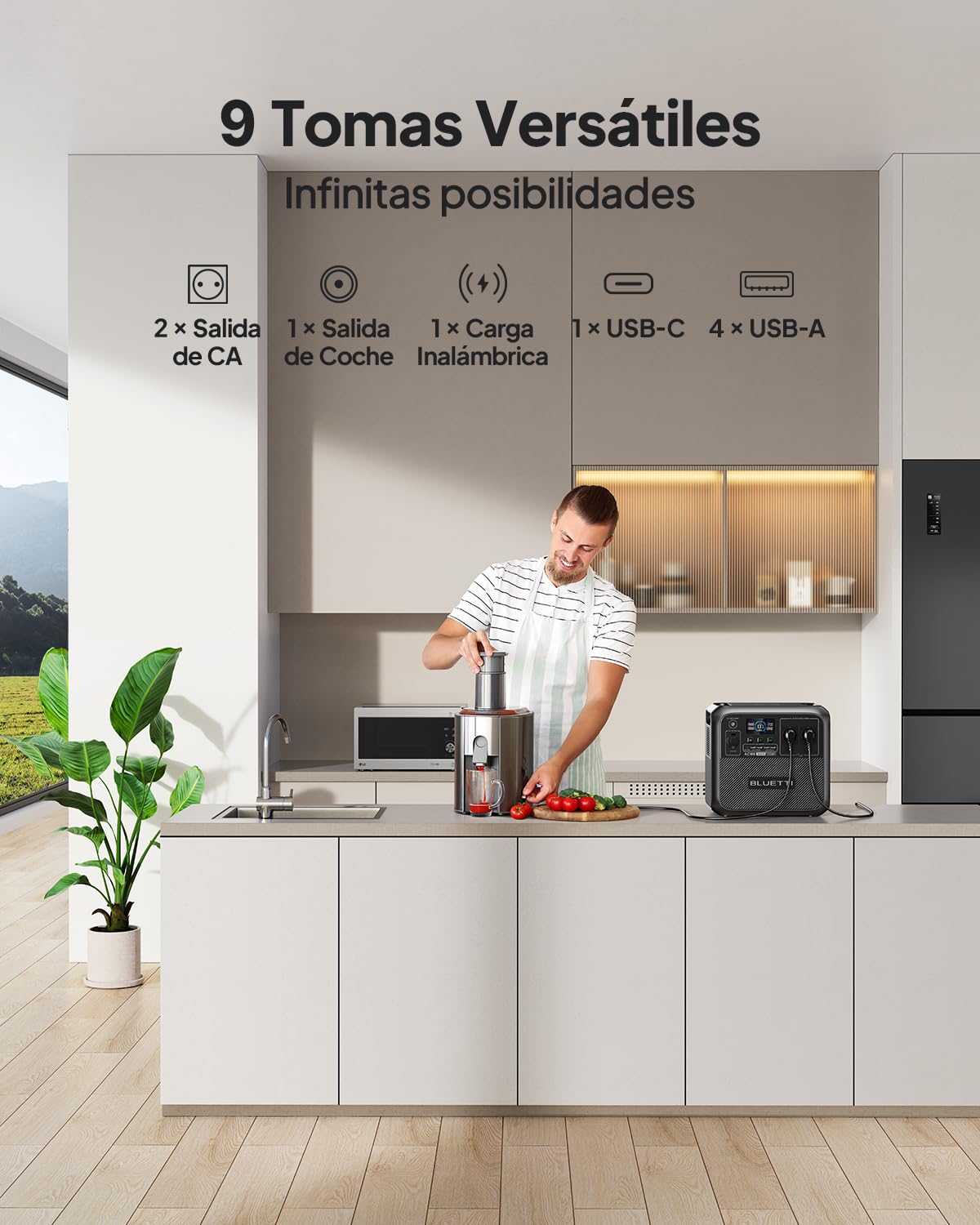 BLUETTI AC180 Generador Solar Portátil, 1152Wh LiFePO4 Batería con 2 salidas AC 1800W (2700W Pico), 0-80% en 45 Min, Estación de Energía Solar para Camping, Viajes, Cortes de Electricidad