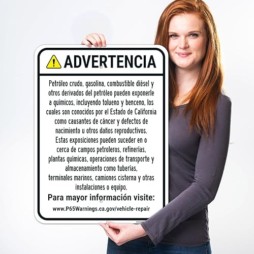 Miniatura 10 de Sigo Sign, Warning Crude Oil Gasoline Diesel Fuel Other Petroleum Products Spanish Sign, 10x7 Inches, 4 Mil Vinyl Decal Stickers Weather Resistant,