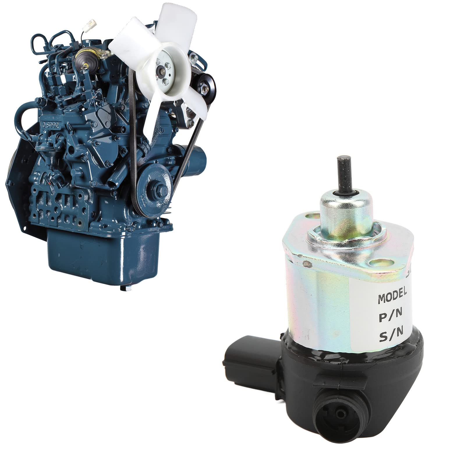 Reemplazo De Solenoide De Corte De Combustible Para Motores D905 D1005 D1105 V1305 V1505 ETC 12VDC 17208‑60016 1C010 60015 1C010 60014 Solenoide De Parada De Combustible De Aleación De Aluminio