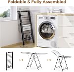 APEXCHASER Ultra Thin Drying Rack – Foldable Clothes Drying Rack with Enhanced Capacity - Convenient and Space-Saving, with Adjustable Wings, Grey (Black)