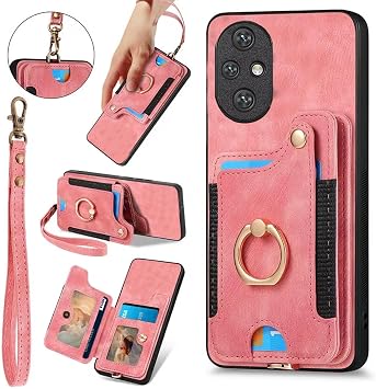 Microcase Honor 200 ile Uyumlu Ask l kl  Kartl kl  Standl  Deri Kaplama K l f-AL5134 Siyah
