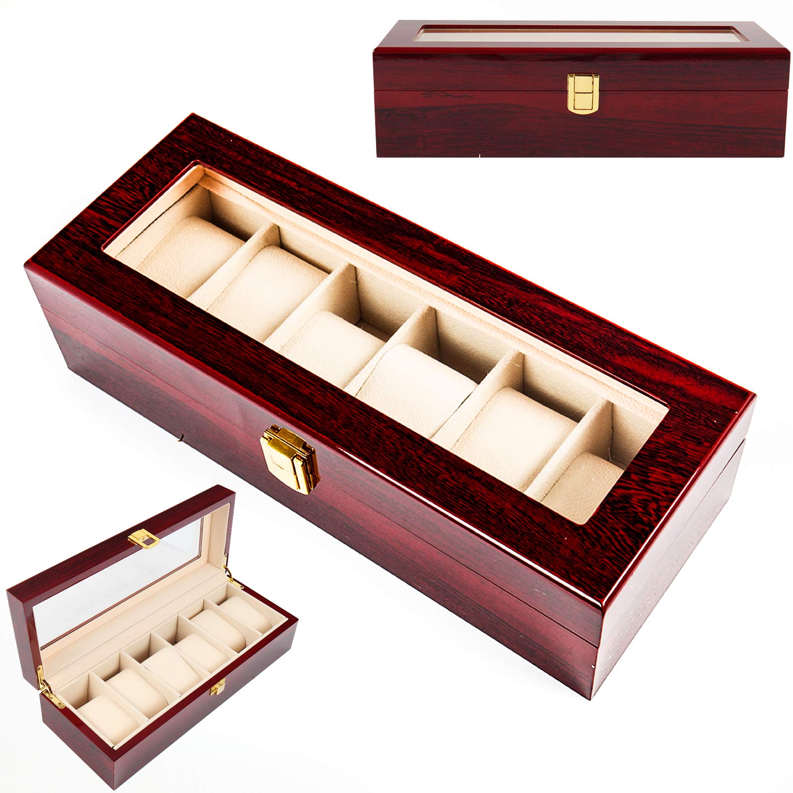 Walgreen 6 Grids Walgreen® Watch Display Storage Box Jewelry Collection Case Organiser Holder Wooden (6 Grids)