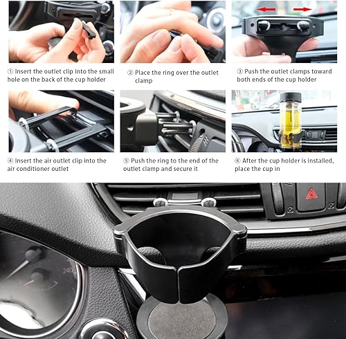 Miniatura 6 de Portavasos para automóvil para ventilación de aire, soporte horizontal ajustable para tazas de aire acondicionado y aire acondicionado con clips,