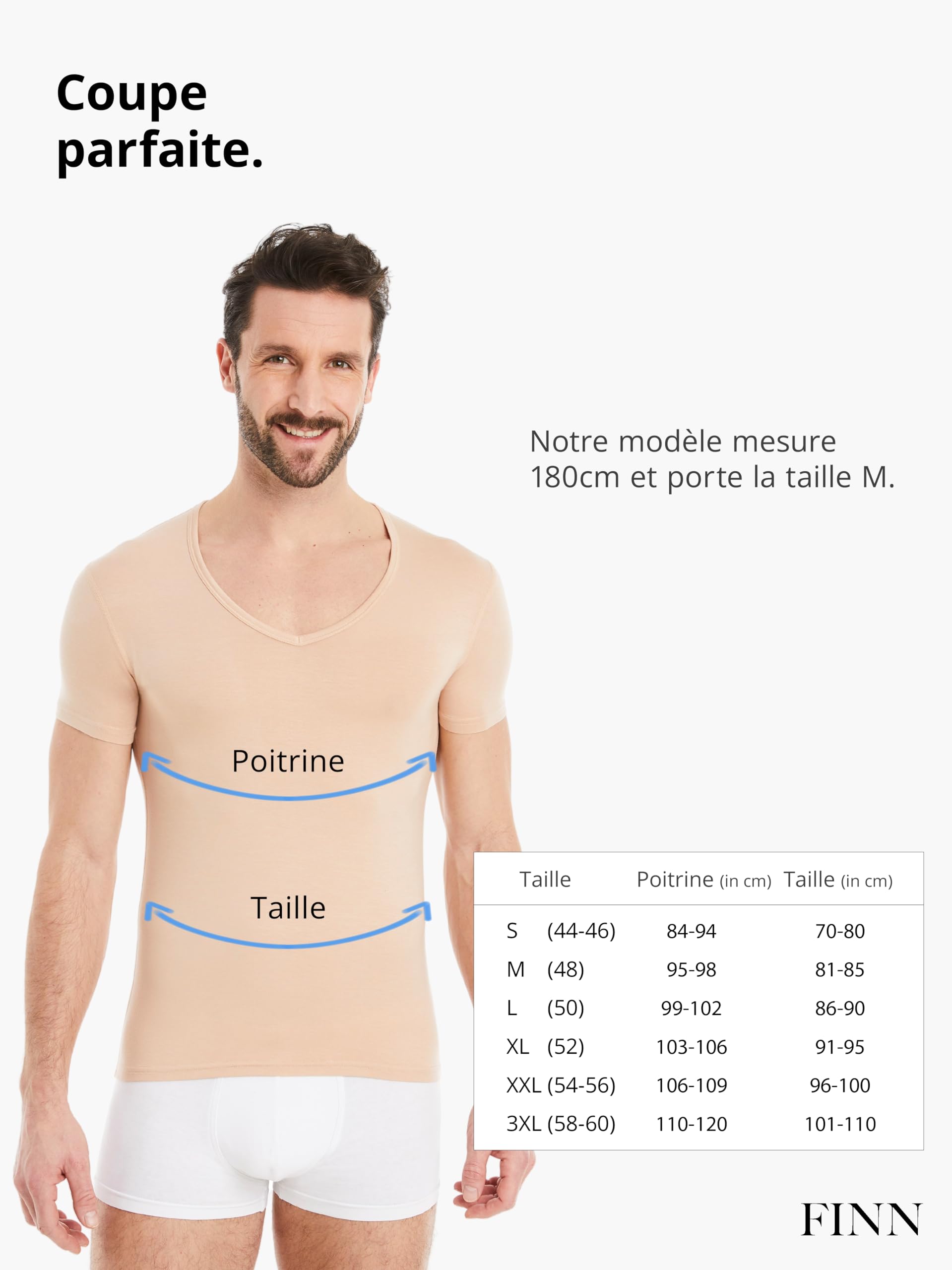 FINN Maillot de Corps Business pour Homme à Manches Courtes avec Col en V - sous-Maillot en Tissu Original Lenzing® Modal - Le T-Shirt Parfait sous Une Chemise et Un Costume