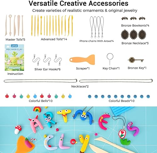 Miniatura 2 de Artme Arcilla polimérica, 116 colores para modelar el horno, kits de iniciación de arcilla para niños, kit creativo de arcilla polimérica con