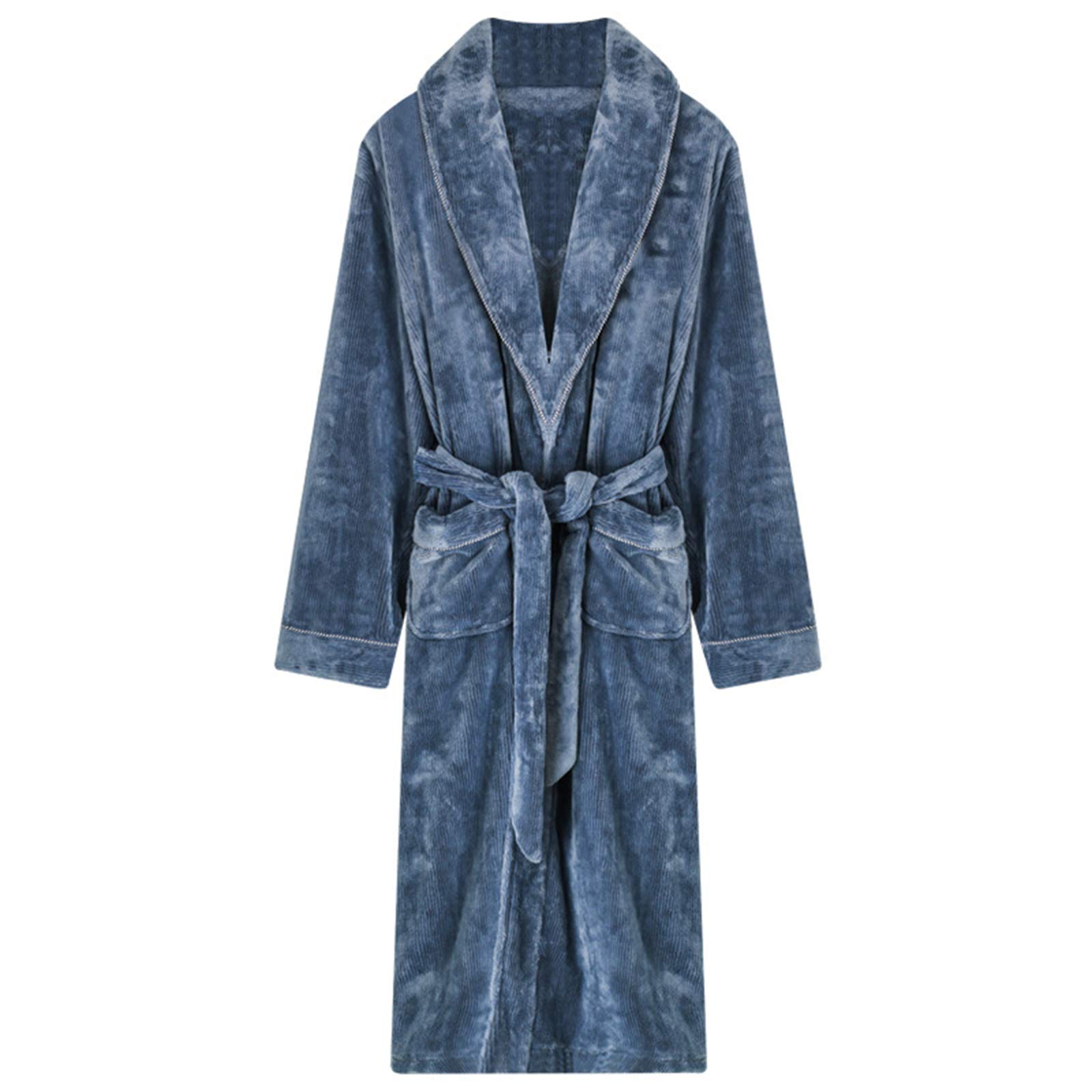 Albornoz de pijama térmico para hombre en talla L bata de franela gris con solapa de invierno